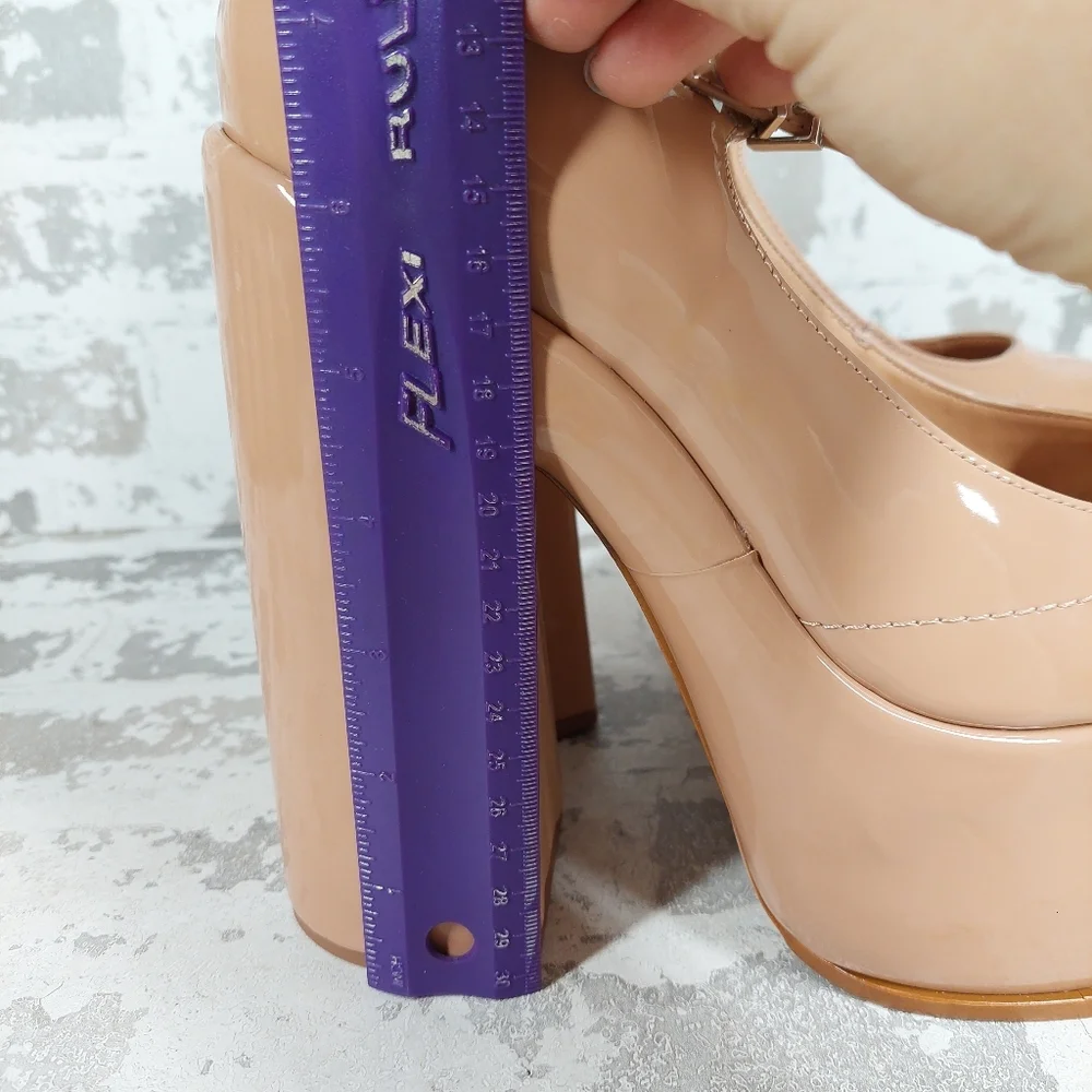 New Schutz Zayne New Pressego Tan Patent Leather Platform Mary Jane Pumps D143